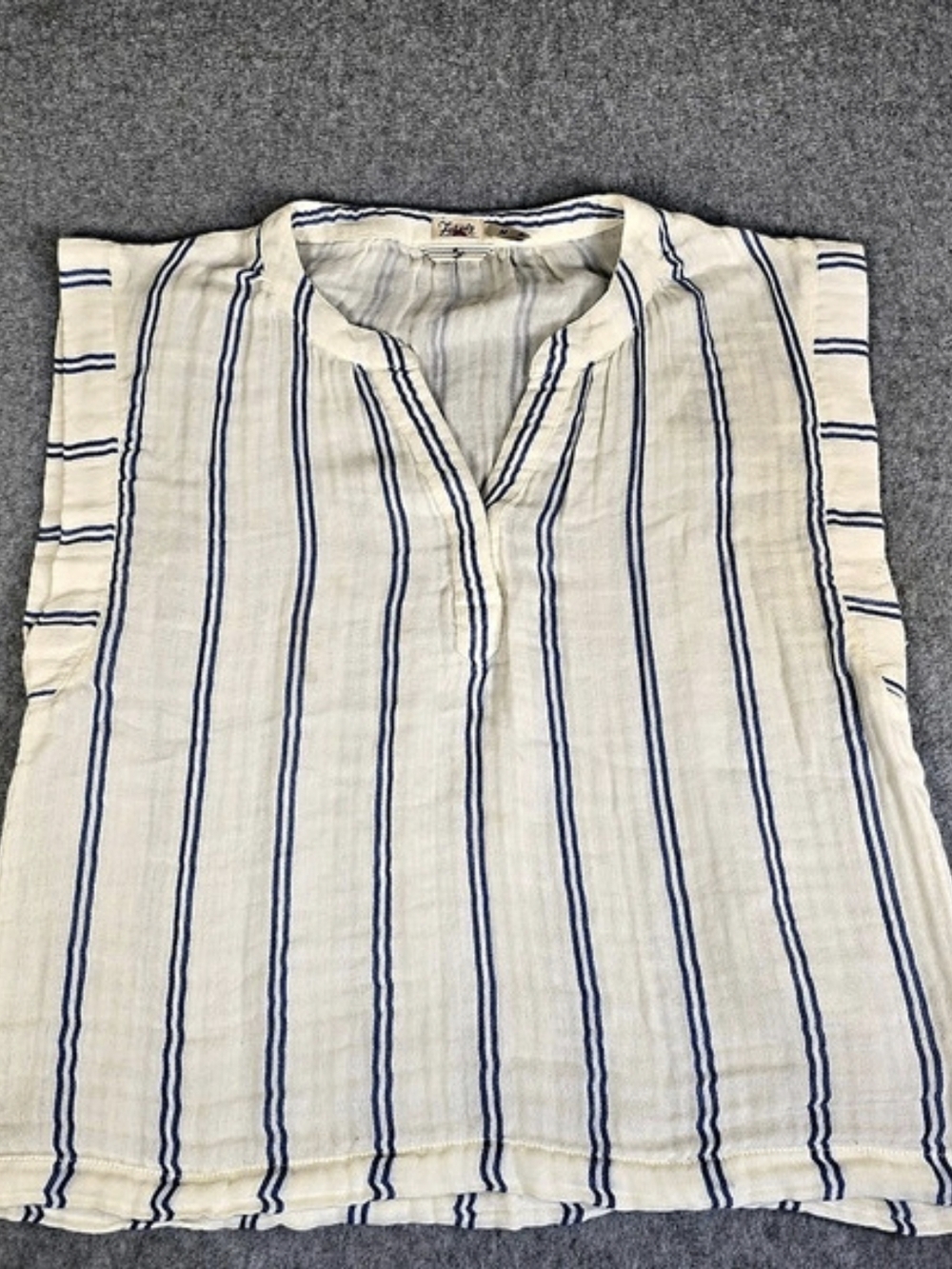 Faherty Organic Cotton Gauze Striped Sleeveless Top Women’s M